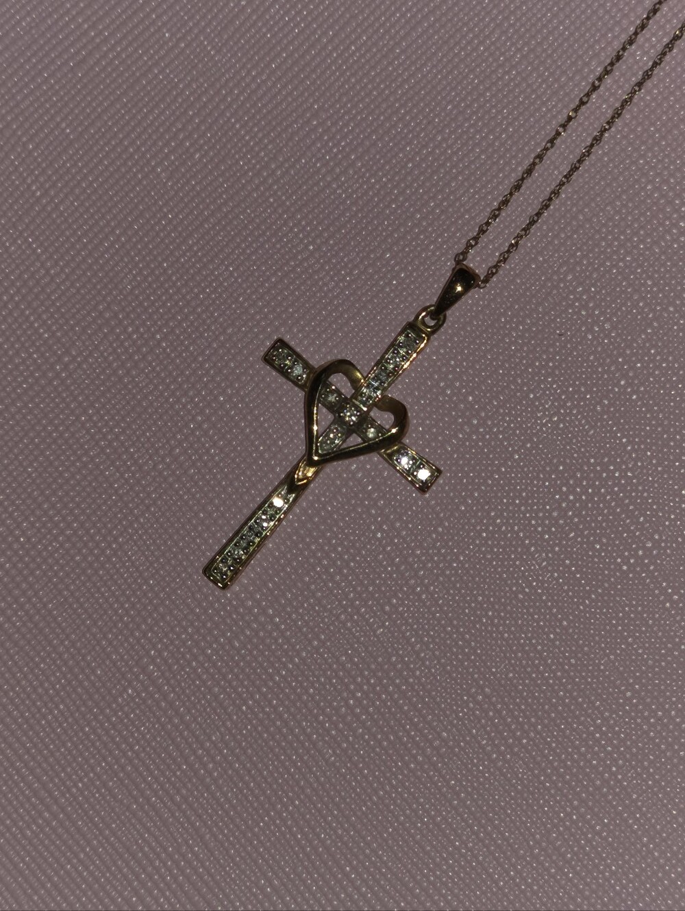 10k Gold Cross Pendant With Diamonds  Necklace. XL Size